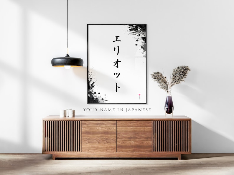 Your Name in Japanese Print, Personalised Custom Name Poster, Calligraphy Wall Art, Japanese Sign Gift, Katakana Japanese Translation image 1