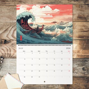 2024 Wall Calendar, Modern Japanese Ukiyo-e Designs, Monthly Planner, Koi Fish, Mount Fuji, Sakura, Japanese Wall Art image 7