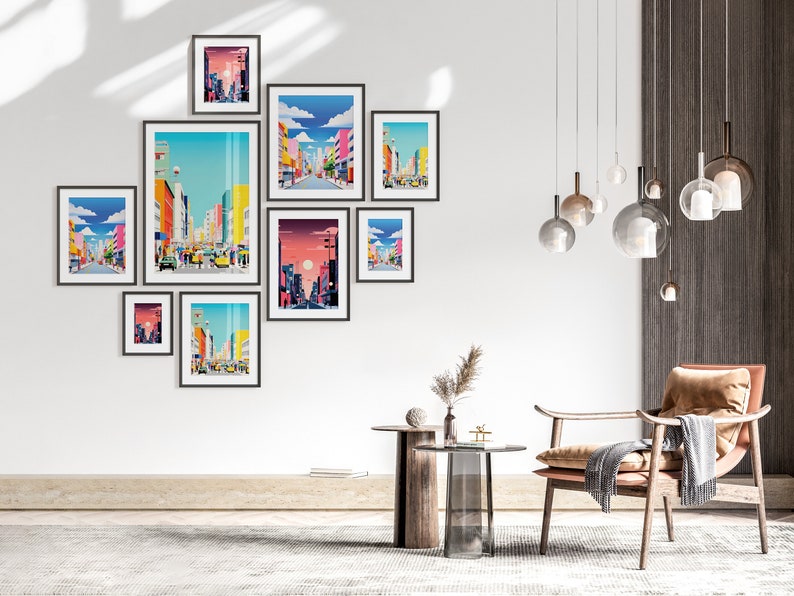 Tokyo Meridian Printable Set of 3, Modern Wall Art, Japanese Street Set, Living Room Art, Above Bed Decor, Digital Set, Anime Gallery Set image 6