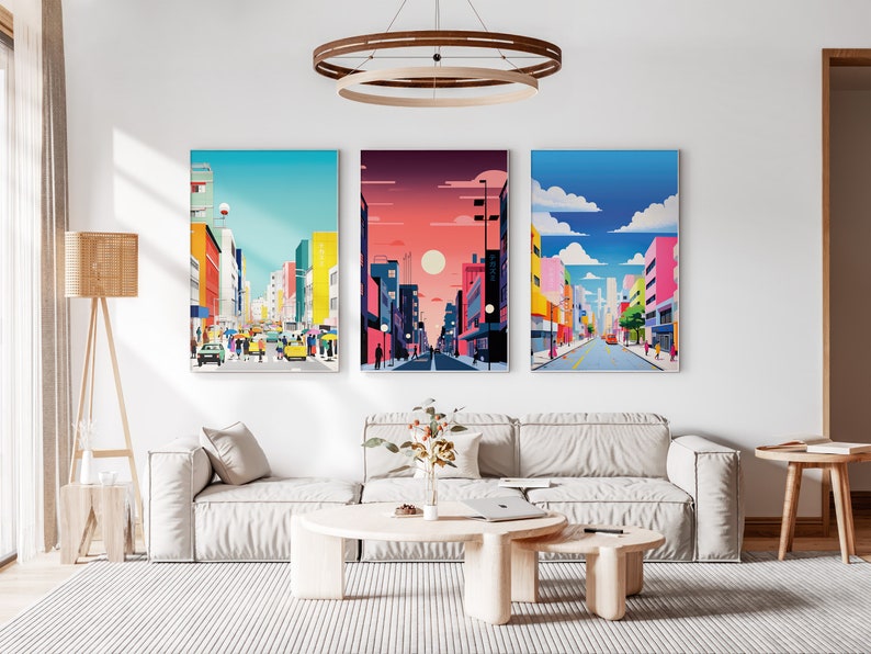 Tokyo Meridian Printable Set of 3, Modern Wall Art, Japanese Street Set, Living Room Art, Above Bed Decor, Digital Set, Anime Gallery Set image 2