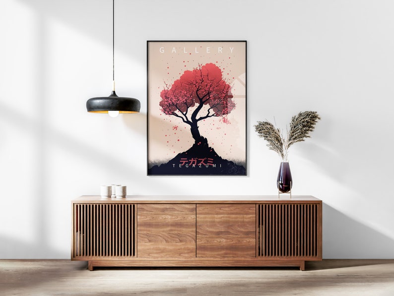 Japanese Blossom Poster Set of 3 Prints, Modern Ukiyo-e Wall Art, Living Room Art, Above Bed Decor, 3 Panel Print Set, Gallery Wall Set image 4