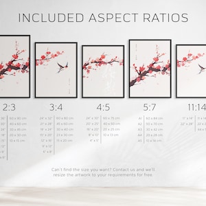 Japanese Sakura Cherry Blossom & Swallow, Printable Set of 3, Modern Ukiyo-e Wall Art, Japan Decor, Anime Manga Set, Triptych Posters image 10