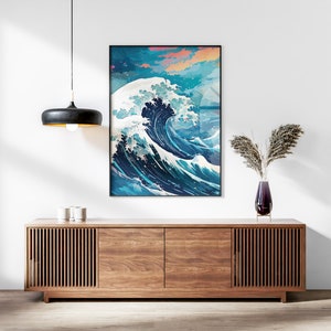 The Great Wave off Kanagawa Blue Print, Modern Ukiyo-e Wall Art, Japanese Art Print, Anime Wave Poster, Trendy Japan Print, A0 A1 A2 A3 A4 image 3