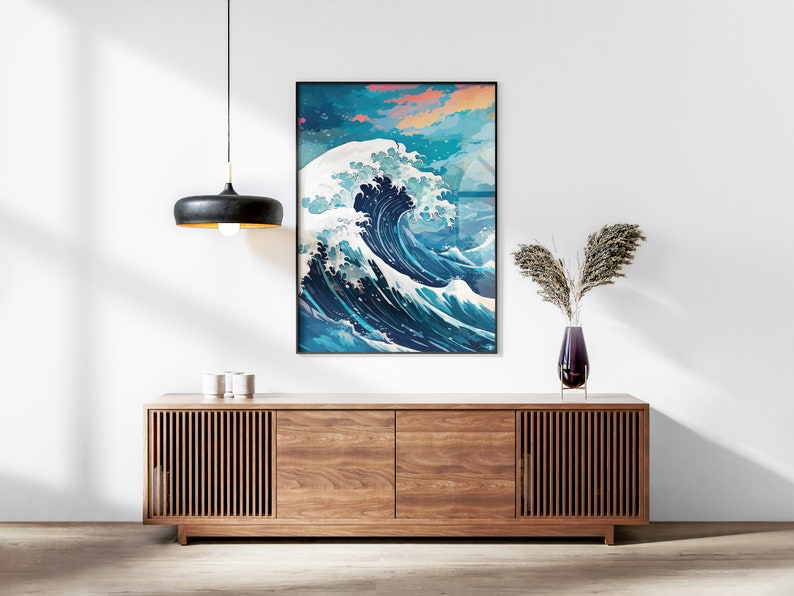 The Great Wave off Kanagawa Blue Print, Modern Ukiyo-e Wall Art, Japanese Art Print, Anime Wave Poster, Trendy Japan Print, A0 A1 A2 A3 A4 image 3