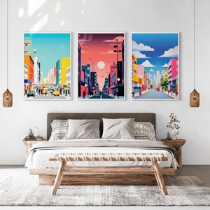 Tokyo Meridian Printable Set of 3, Modern Wall Art, Japanese Street Set, Living Room Art, Above Bed Decor, Digital Set, Anime Gallery Set image 7