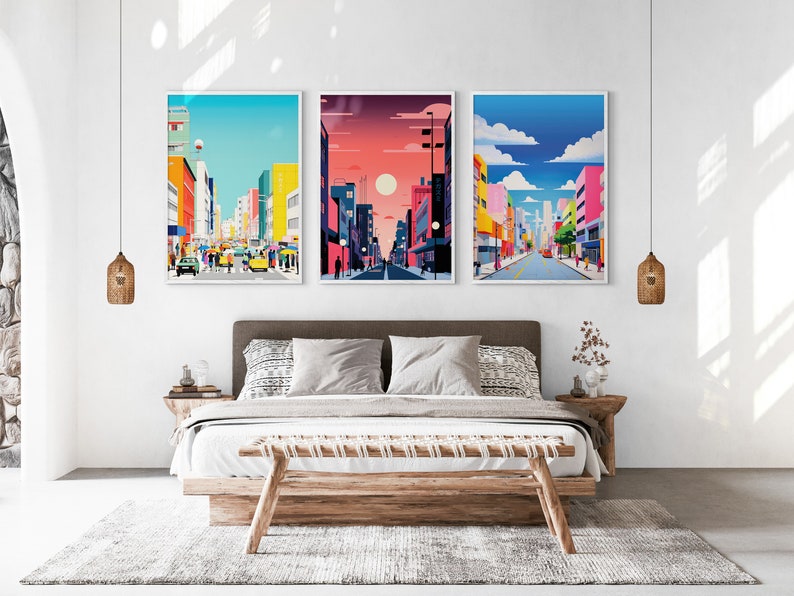 Tokyo Meridian Printable Set of 3, Modern Wall Art, Japanese Street Set, Living Room Art, Above Bed Decor, Digital Set, Anime Gallery Set image 7