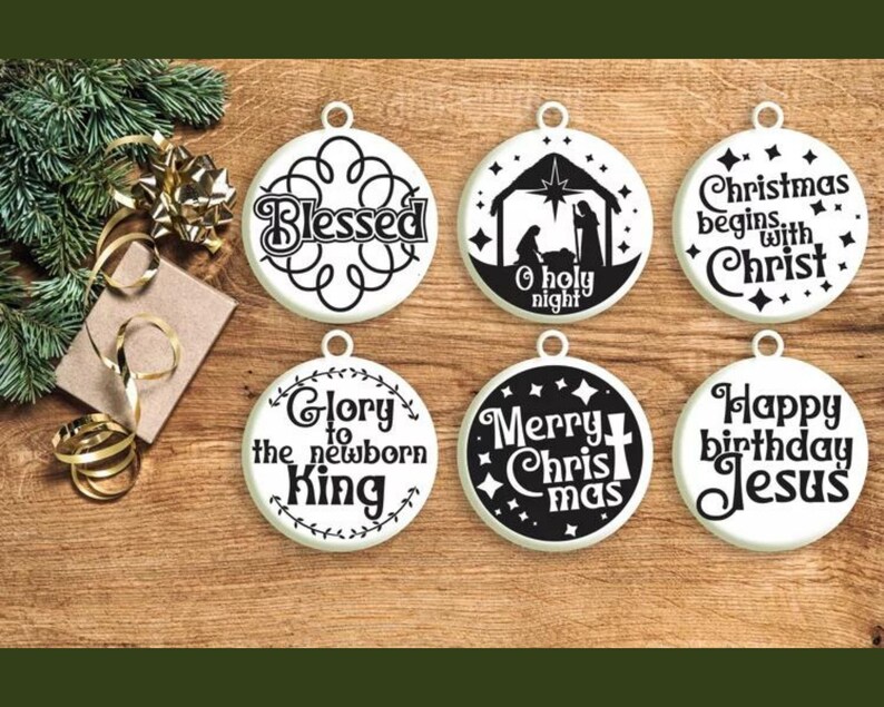 Nativity Christmas Ornament Svg Bundle Round Christmas Ornaments Svg ...