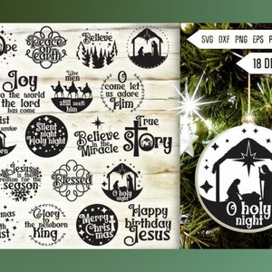 Krippe Weihnachtsschmuck SVG Bundle- Runde Weihnachtsschmuck SVG
