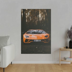 Orange Lamborghini Aventador S Canvas Wall Art - Automotive Poster Print, Garage Decor, Car Enthusiast Gift