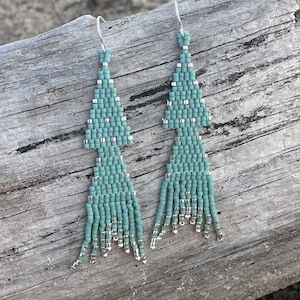 triangular turquoise fringe earrings