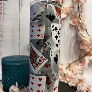3D Falling Playing Cards Sublimation 20 oz Insulated Tumbler
