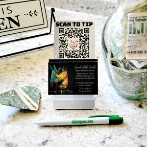 Kompaktes virtuelles Trinkgeldglas + Visitenkartenhalter - Verwenden Sie Ihren Popl oder einen QR-Code Digitales Trinkgeld Barkeeper Bakers Crafters Vendors Small Business