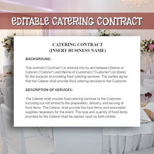 Editable FOOD & CATERING Contract Template - THOROUGH, 5 Pages, Ultra-Protection