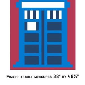 Comic Book and Video Game Pixelated Quilt Pattern-British Police Box -38" x 48 1/2" Finished-by Quiltoni