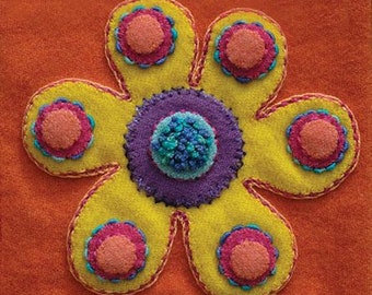 Paquete de apliques de lana precortados de flores de Sue Spargo Colorway 4