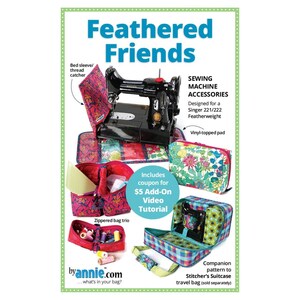 ByAnnie Feathered Friends PBA320 Sewing Pattern | Singer Featherweight Accessories | Zipper Bags Thread Catcher Machine Pad