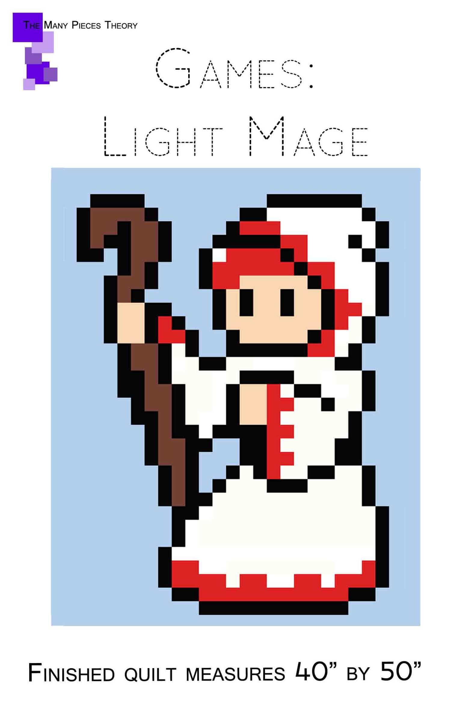 Comic Book and Video Game Pixelated Quilt Pattern-Games: Light Mage- 40" x 50" Finished-by Quiltoni