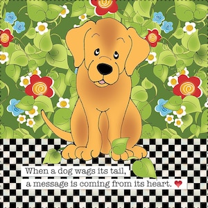 Jody&#39;s 6-Zoll-quadratische Fabric Art Panels - Hellbrauner Hund - Gedruckt auf Baumwollstoff