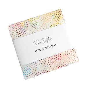 May include: A pack of colorful fabric squares with a white label that says "Echo Batiks moda".