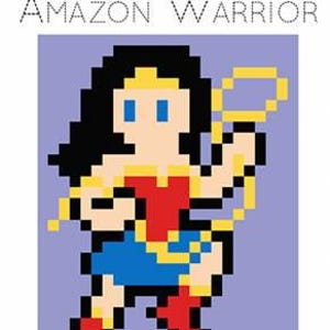 Comic Book and Video Game Pixelated Quilt Pattern-Superhero:  Amazon Warrior - 36" x 48" Finished-by Quiltoni