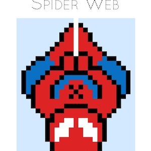 Comic Book and Video Game Pixelated Quilt Pattern-Superhero - Spider Web - 38" x 47" Finished-by Quiltoni
