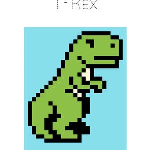 Patrón de colcha pixelada de cómics y videojuegos - Animales: T-Rex - 97,5 cm x 117,5 cm - Quiltoni