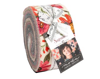 Sagewood Jelly Roll: Floral Cotton Fabric Strips by Crystal Manning