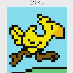 Comic Book and Video Game Pixelated Quilt Pattern-Games: Birb -39" x 45" Finished-by Quiltoni