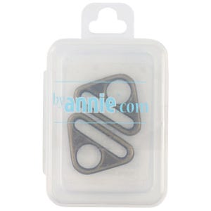 May include: Two bronze-toned metal strap adjusters with triangular shapes and circular openings, enclosed in a clear, rectangular plastic storage case. The text byannie.com is printed in light blue across the center of the case front.