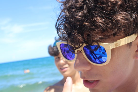 Wood Framez Bamboo Blue | wooden Sunglasses | outdoor Sunglasses | polarized Sunglasses | uv Protected | trendy Glasses | uv400 | beachwear