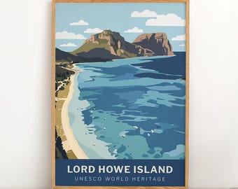 Wyspa Lord Howe w Australii – Plakat podróżniczy – Plakat retro – Światowe dziedzictwo UNESCO