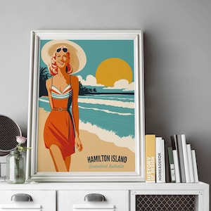 Hamilton Island Retro Travel Poster: Australian Beach Art (Digital Download)