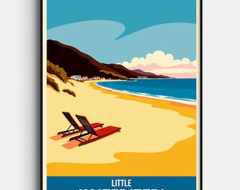 Little Kaiteriteri New Zealand Travel Poster - Abel Tasman, Motueka, Riwaka - Retro Beach Art - Digital Download
