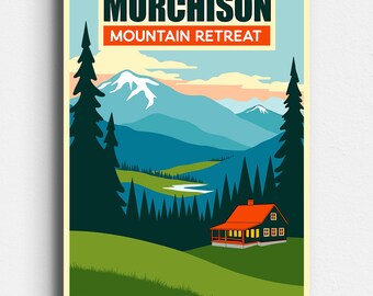 Murchison New Zealand - Retro Travel Poster - Vintage Mid Century Style Art - Nelson, Marlborough, Greymouth, Tasman Bay - Digital Download