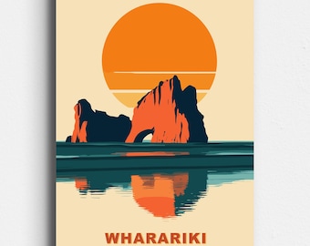 Wharariki Beach Retro Travel Poster | Golden Bay New Zealand | Archway, Takaka, Nelson, South Island - Vintage Poster | Digital Download