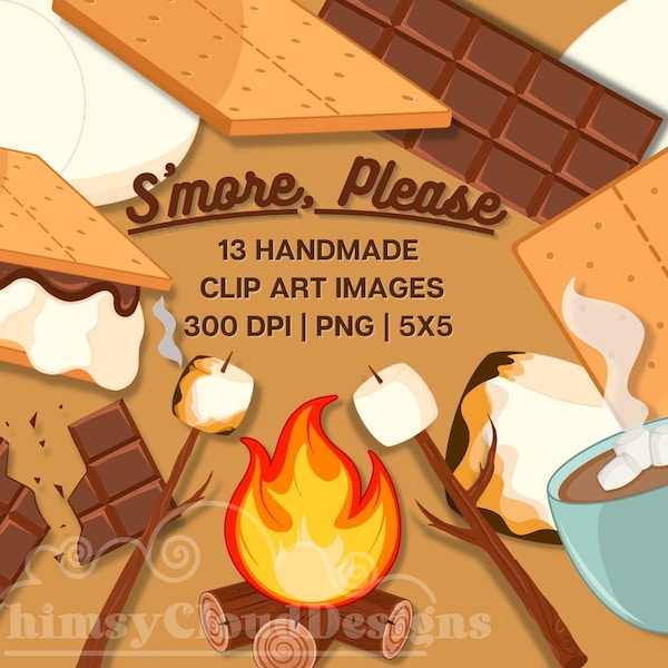 Cozy Smore Clipart Bundle - Handmade, Scrapbooking, Stickers, Camping, S'mores Clipart, Commercial Use, clipart PNG-PNG Clipart Set