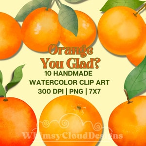 Watercolor Orange Clipart - Handmade-clip art PNG-Fruit Clip Art-Commercial Use-Instant Download-Digital Planner Stickers-PNG Clipart Set