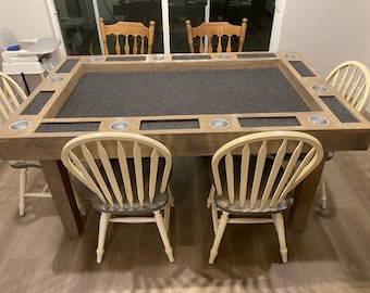 Board Game Table With Removable Topper, RPG Gaming Table, Convertible Board Game/Dining Table, Puzzle Table W Cover, Card Table
