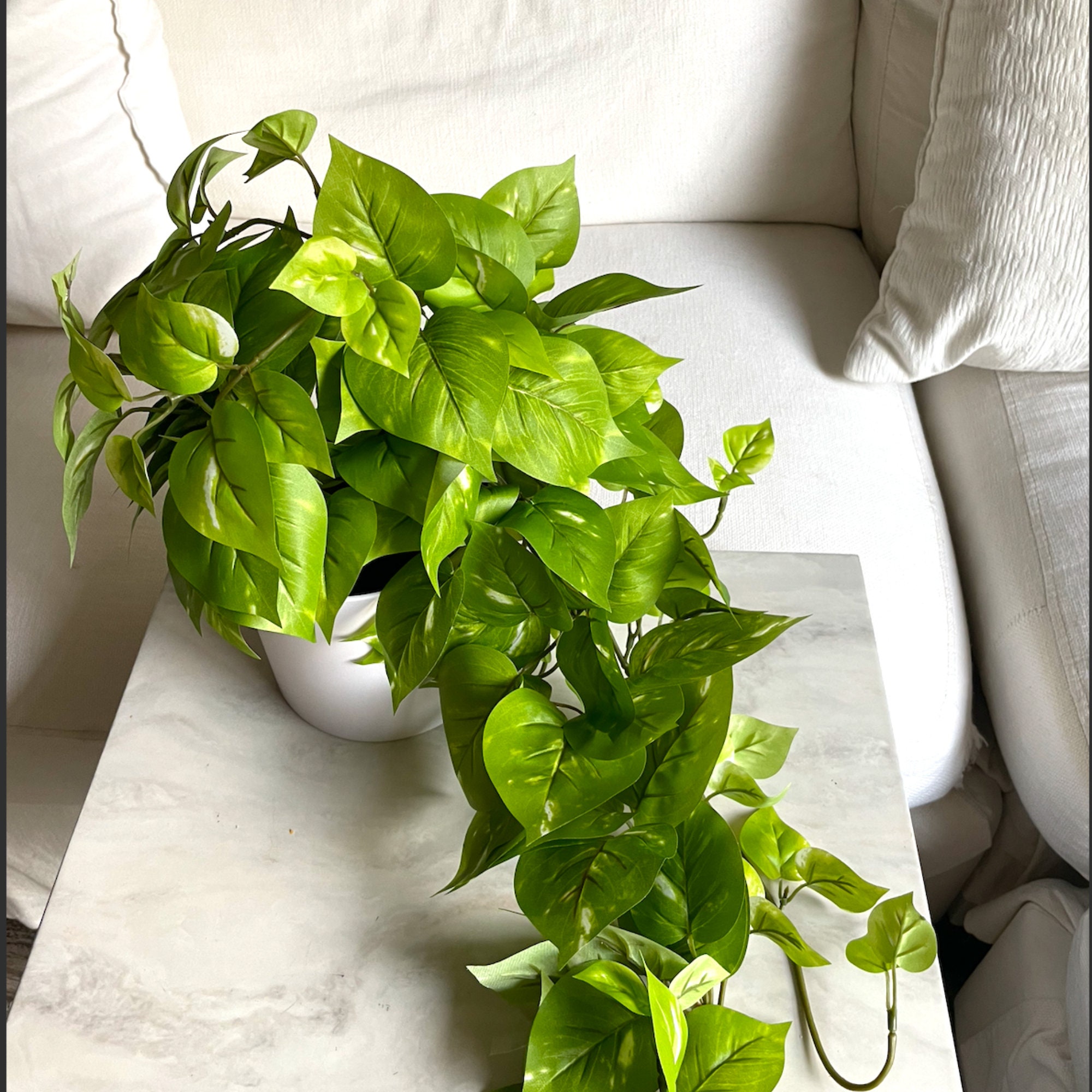 30in. Realistic Fake Pothos Plant With Removable White Pot Etsy