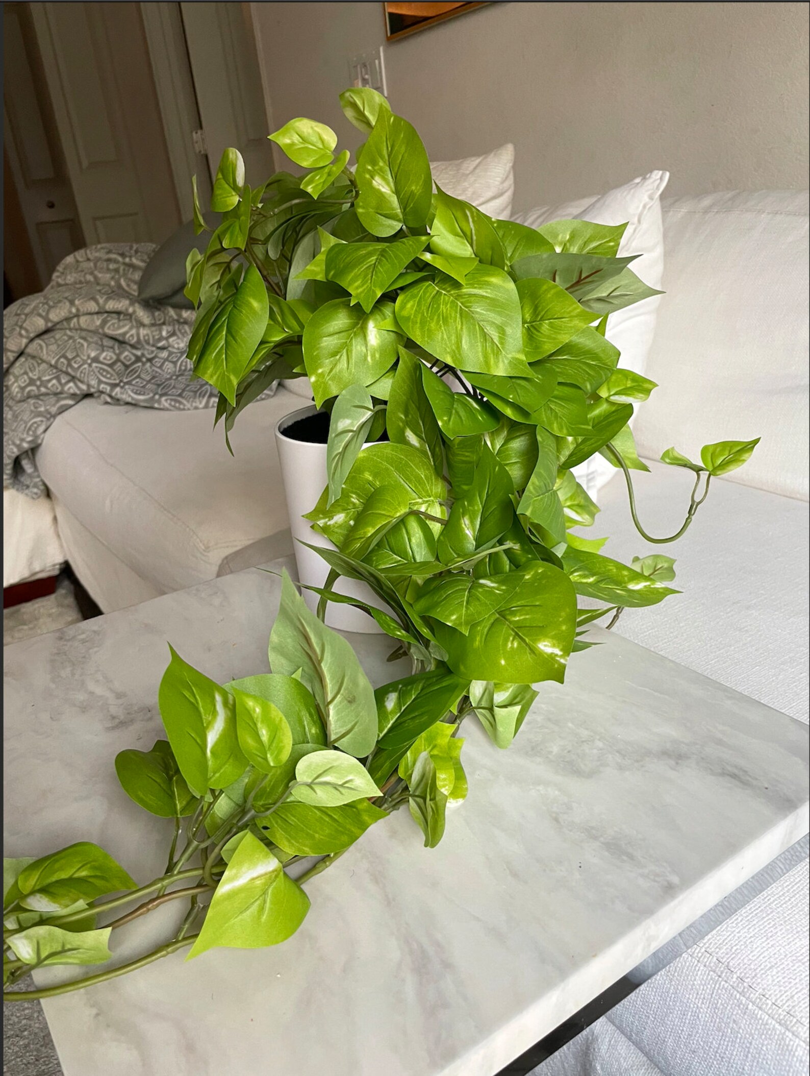 30in. Realistic Fake Pothos Plant With Removable White Pot Etsy