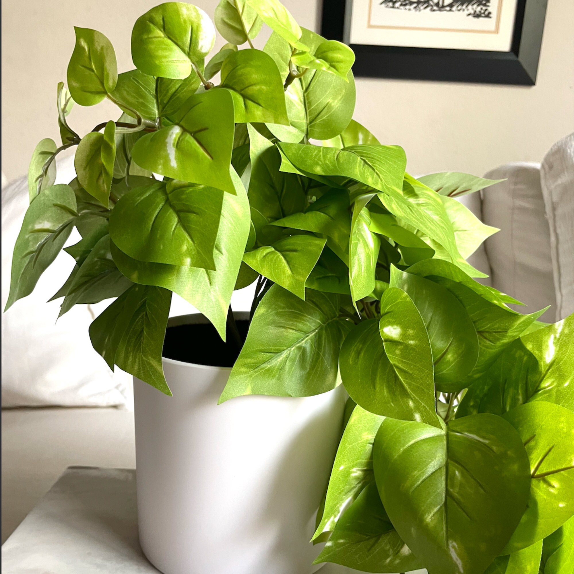 30in. Realistic Fake Pothos Plant With Removable White Pot Etsy