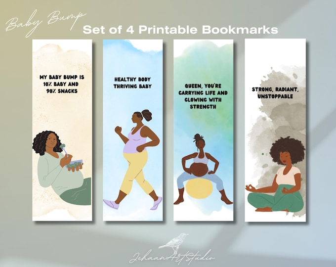 Printable Pregnancy Quote Bookmark Set of 4 | Digital Download | Empowering Pregnancy Quotes | Bookworm gift | Aesthetic bookmark