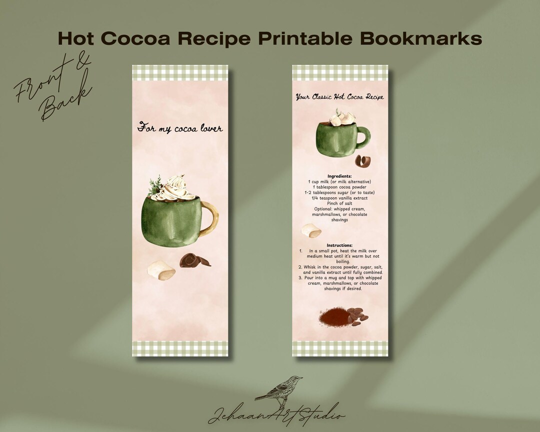 Printable Bookmark - Hot Cocoa Recipe | 2