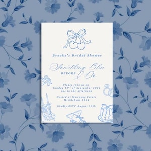 Something Blue before I Do - Bridal Shower, Kitchen Tea Invitation - Editable Template, Digital Download FREE Edits