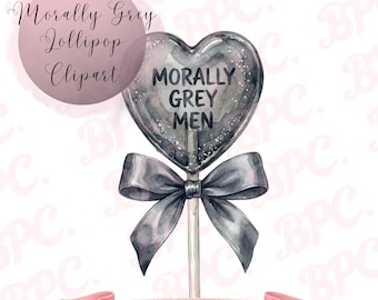 Moralskt gråa män Lollipop Clipart, kryddig romans PNG (digital nedladdning)