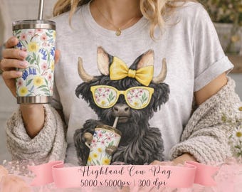 Höglandsko Clipart | Blommiga solglasögon | Rosett | Tumbler PNG