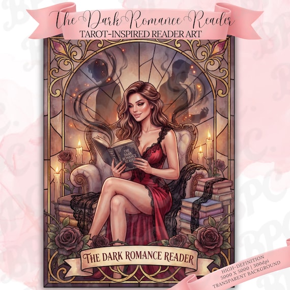 Gothic Reader Clipart | Dark Romance Book Lover Art (Digital Download)