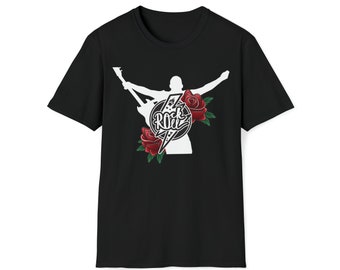 T-shirt Softstyle unisex con chitarra e rose Rock n Roll