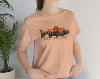 Big Fish Get the Net Underwater Scene Unisex Jersey Short Sleeve Tee