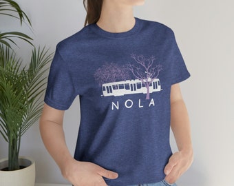 NOLA Streetcar Old Oak Trees New Orleans Unisex Jersey Short Sleeve Tee